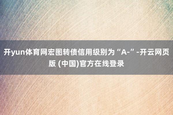 开yun体育网宏图转债信用级别为“A-”-开云网页版 (中国)官方在线登录