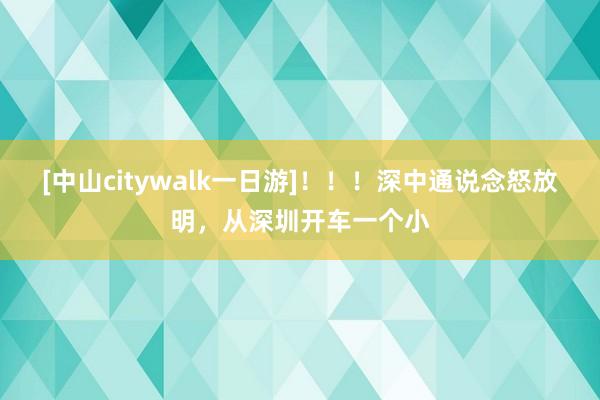 [中山citywalk一日游]！！！深中通说念怒放明，从深圳开车一个小